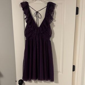 Elegant Purple Ruffle Dress